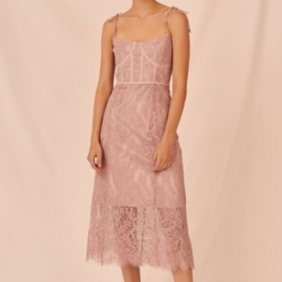 Keepsake The Label Sense Lace Midi Dress in Mauve sz 4 - Picture 1 of 7